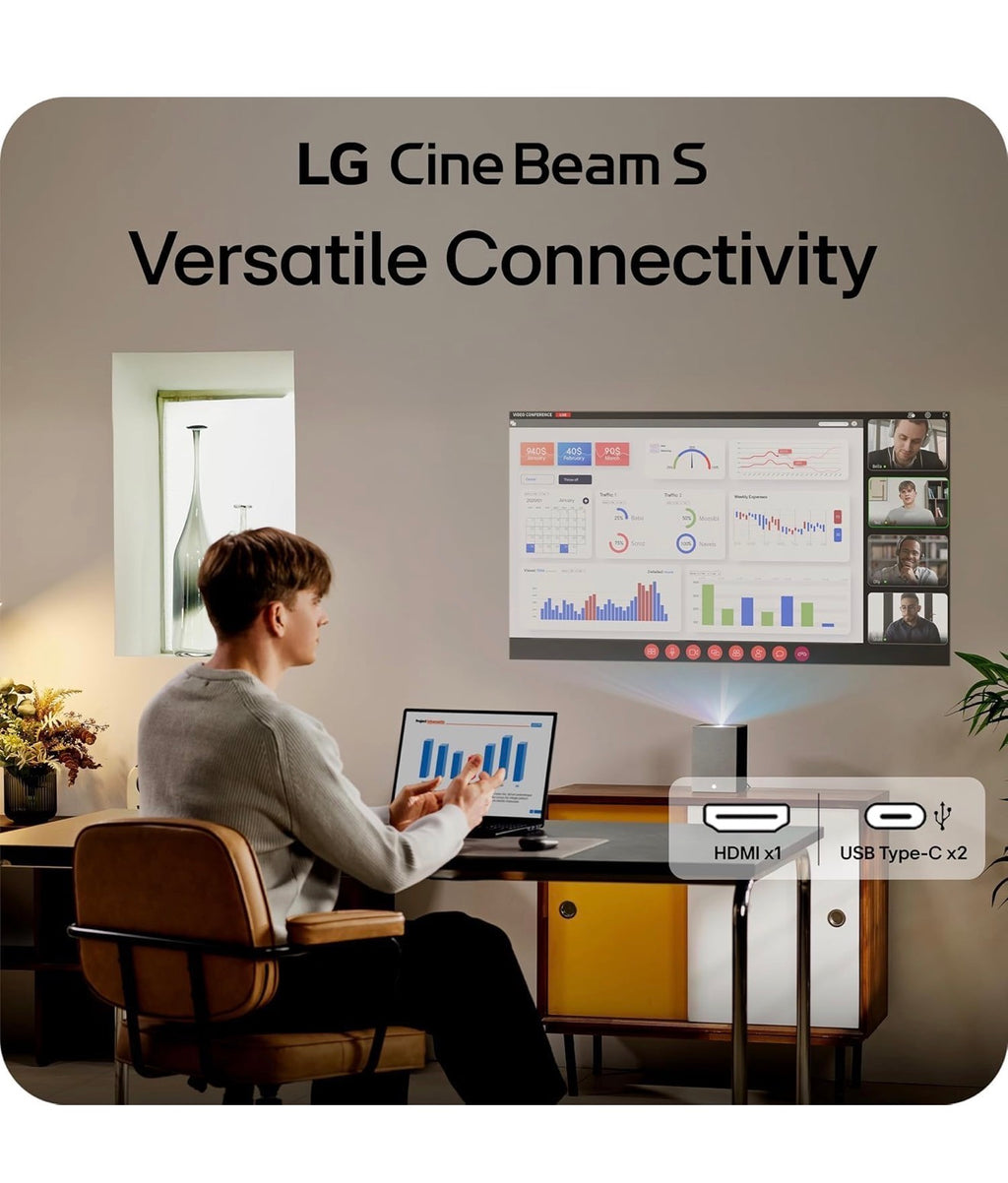 LG CineBeam S 4K UHD Ultra Short Throw RGB Laser Projector with Dolby Atmos (PU615U)