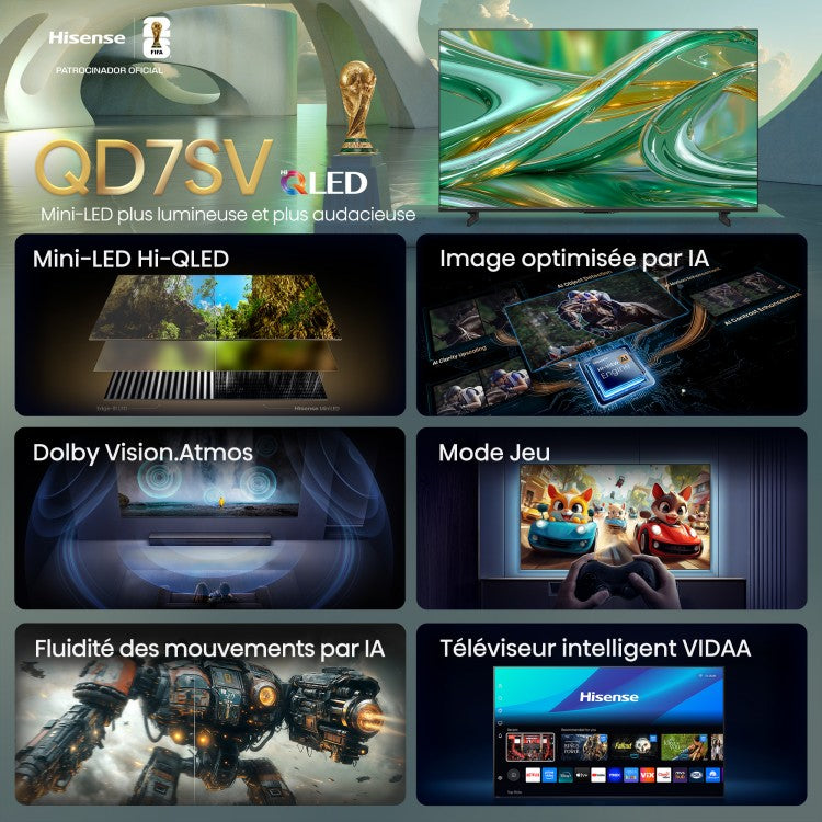 Hisense 75" QD7SV Series 4K QLED Mini-LED AI Smart TV (75QD7SV)