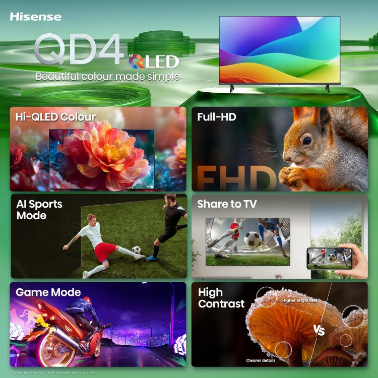 Hisense 43" Hi-QLED Full HD Smart Roku TV (43QD4SR)