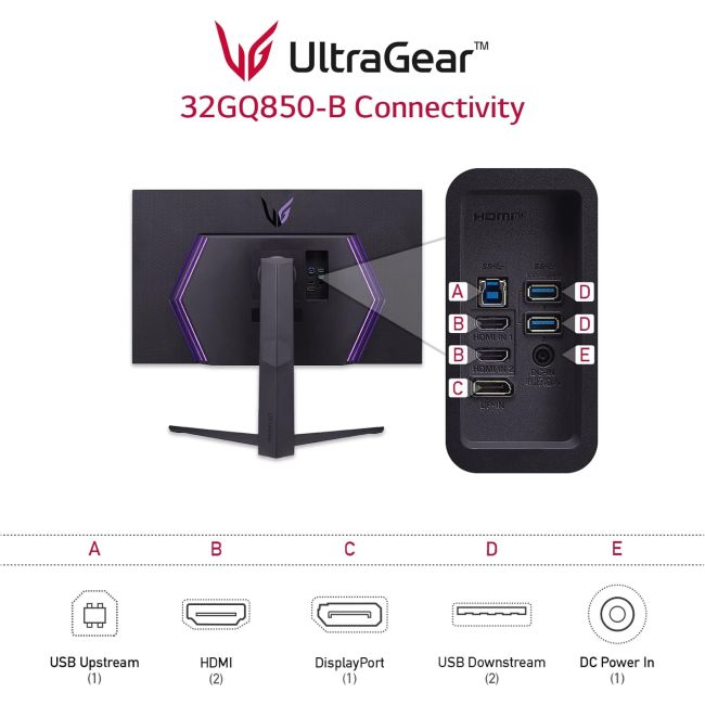 LG UltraGear 32" QHD Nano IPS Gaming Monitor (32GQ850-B)