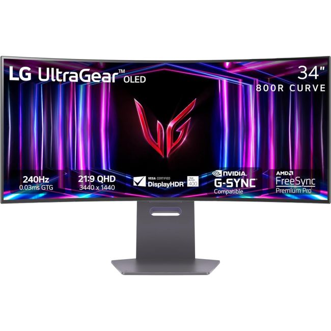 LG UltraGear 34" WQHD OLED 21:9 Curved Gaming Monitor (34GS95QE-B)