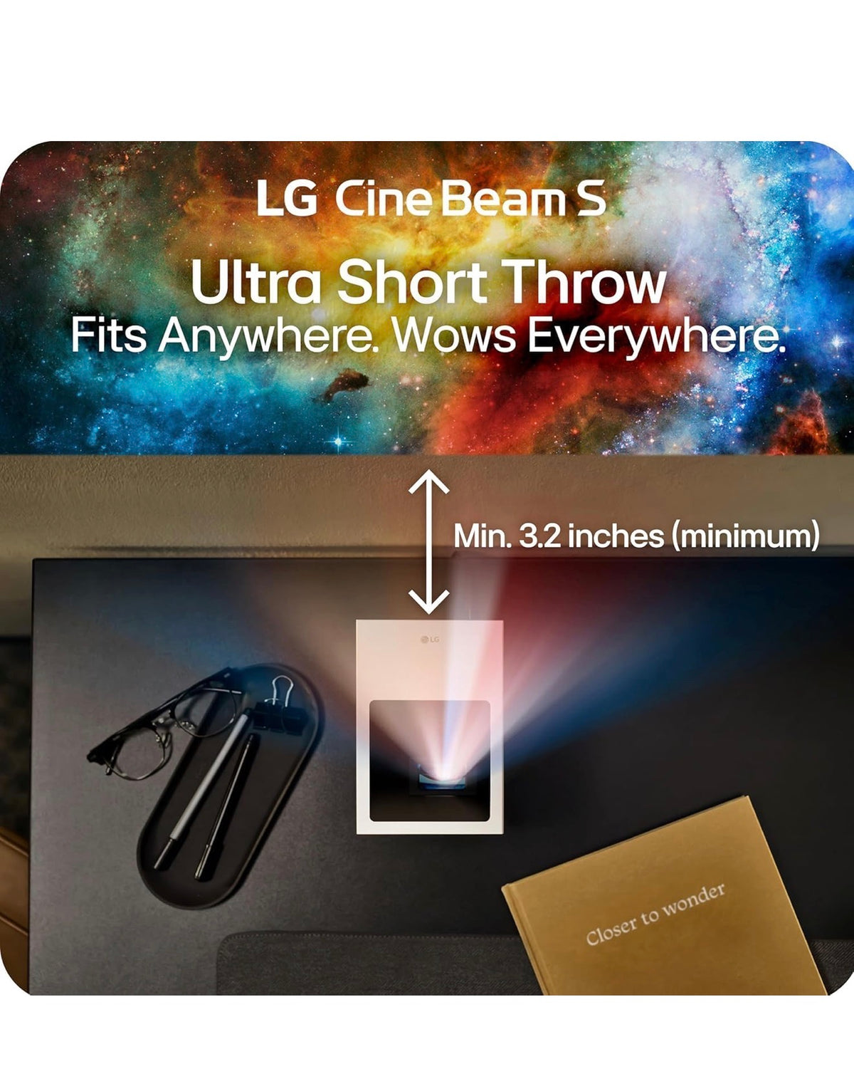 LG CineBeam S 4K UHD Ultra Short Throw RGB Laser Projector with Dolby Atmos (PU615U)