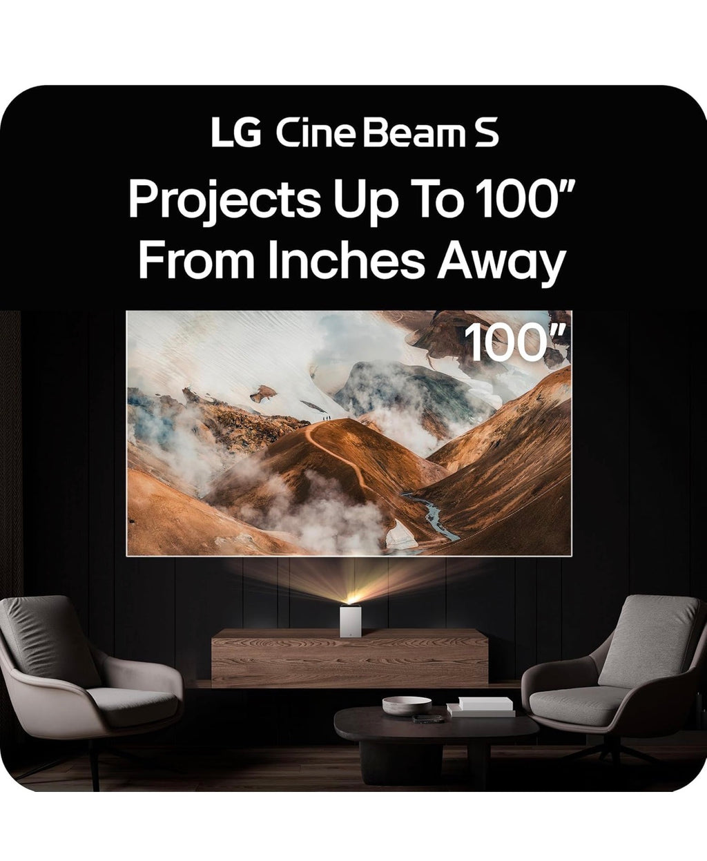 LG CineBeam S 4K UHD Ultra Short Throw RGB Laser Projector with Dolby Atmos (PU615U)