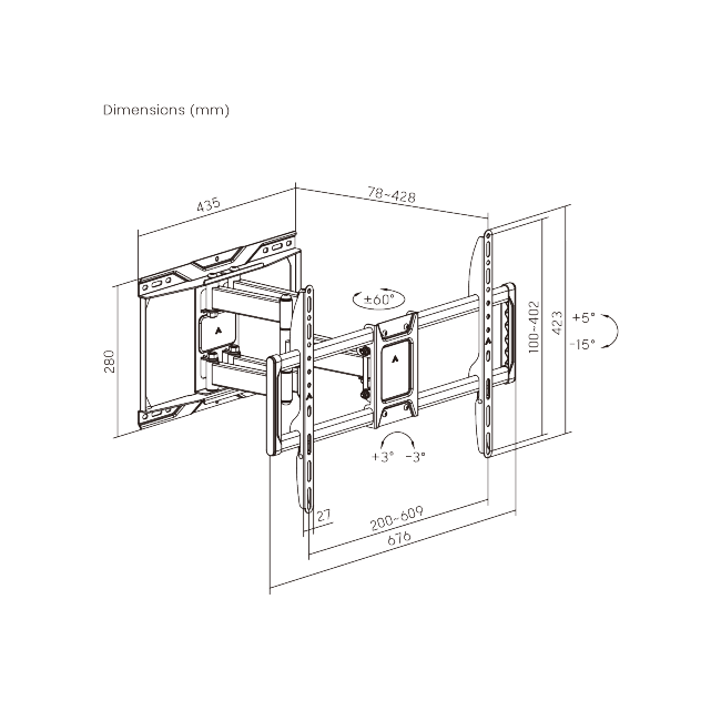Brateck | Full-Motion TV Wall Mount 37''-90'' LED | LPA86-466