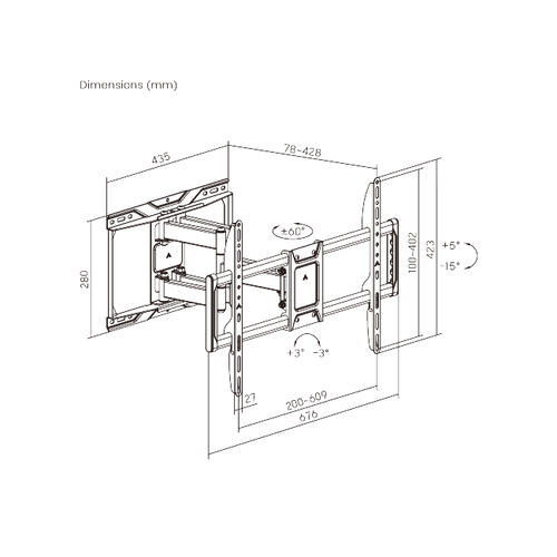 Brateck | Full-Motion TV Wall Mount 37''-90'' LED | LPA86-466
